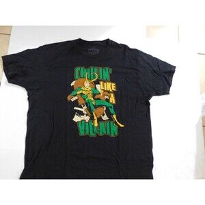 Marvel Loki "Chillin Like A Villan" Mens Black T -Shirt Size XL, 100% Cotton